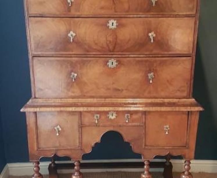 Original William and Mary Period Walnut Chest on Stand - Image 1