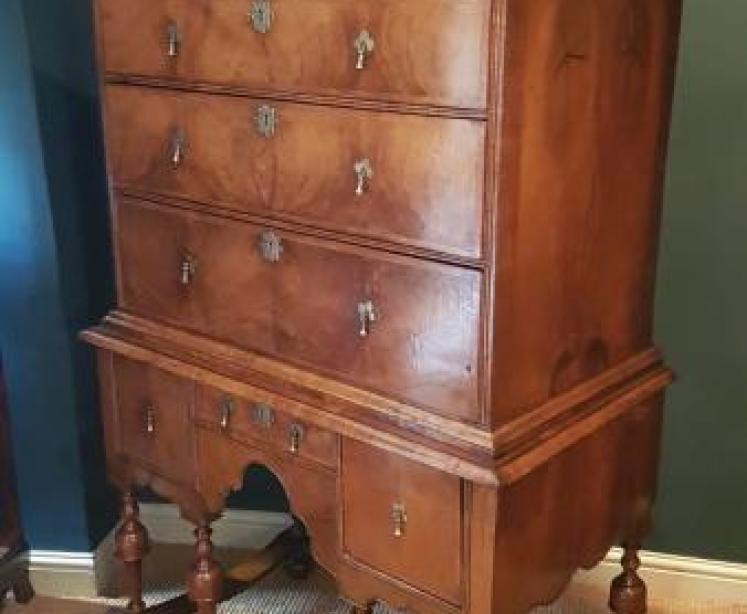 Original William and Mary Period Walnut Chest on Stand - Image 2