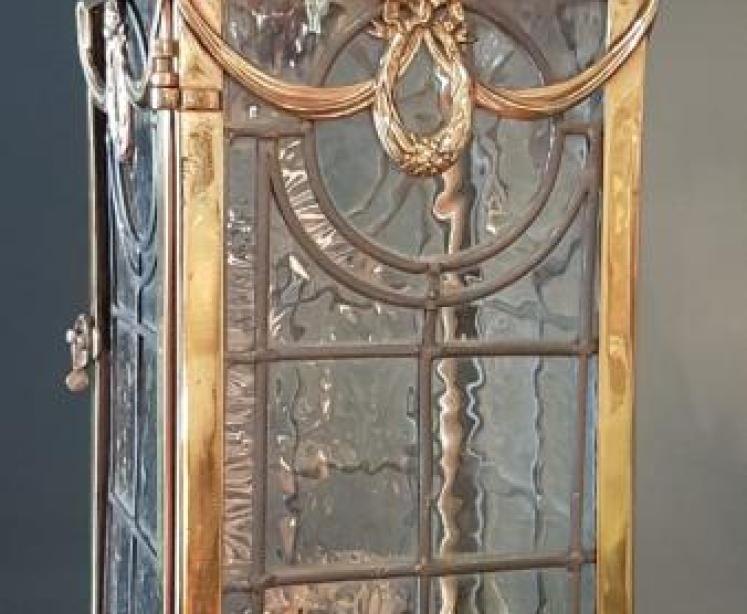 Edwardian Brass and Leaded Glass Lantern - Image 4