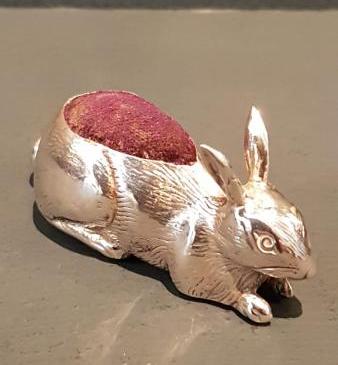 Antique Silver Rabbit Pin Cushion
