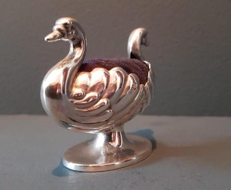 Victorian Double Head Swan Pin Cushion - Image 3
