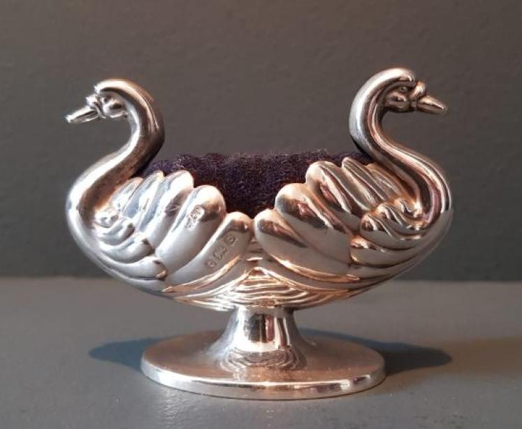 Victorian Double Head Swan Pin Cushion - Image 6