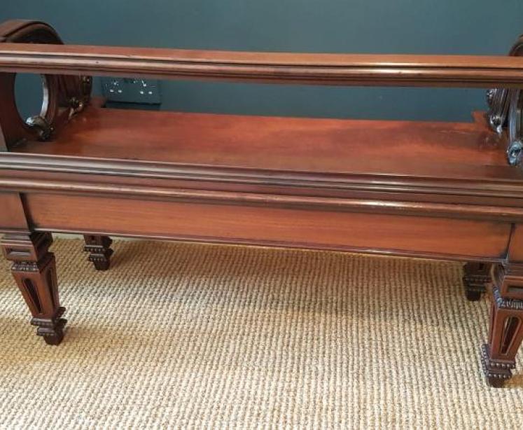 Superb Early Victorian Mahogany Hall Bench - Image 6