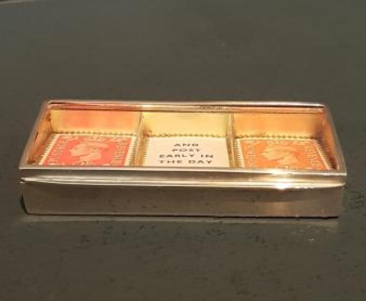 Silver Glass Top Three Section Stamp Box - Image 1