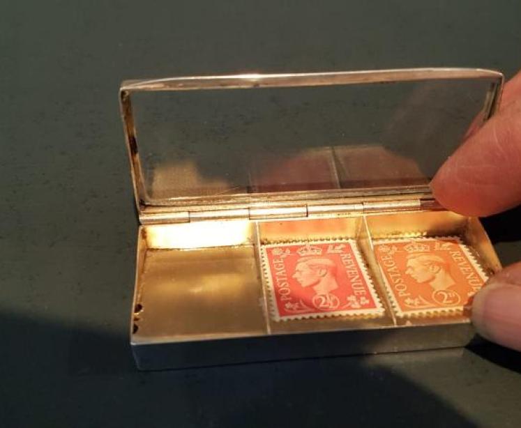 Silver Glass Top Three Section Stamp Box - Image 5