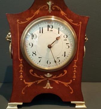Fine Quality Flared Side Inlaid Mantel Clock