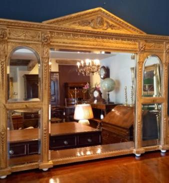 Mid Victorian Timber Gilt Over Mantle Wall Mirror