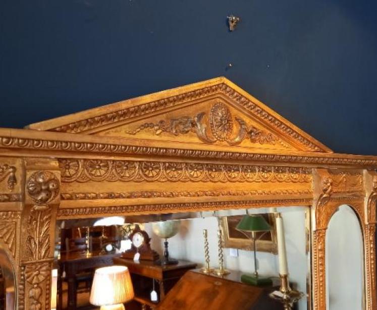 Mid Victorian Timber Gilt Over Mantle Wall Mirror - Image 3