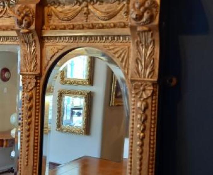 Mid Victorian Timber Gilt Over Mantle Wall Mirror - Image 5
