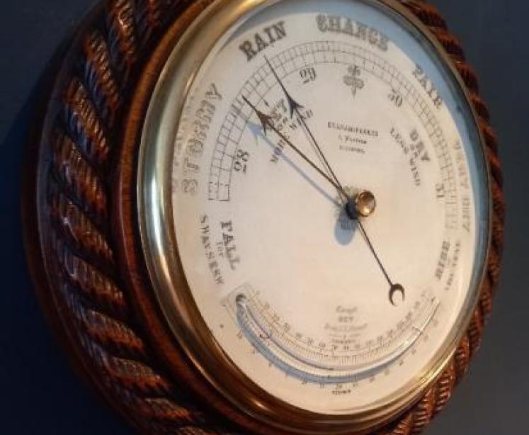 Mid Victorian Liverpool Ship's Barometer & Thermometer - Image 2
