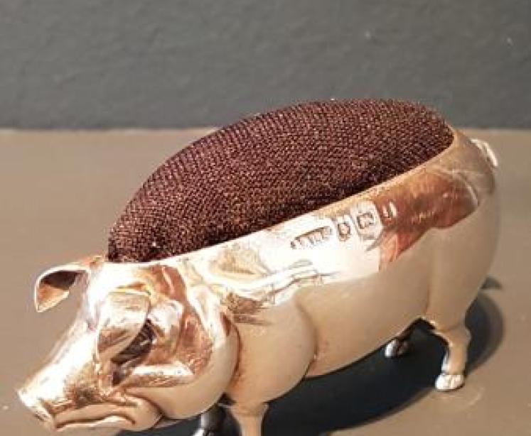 Edwardian Silver Pig Pin Cushion - Image 4