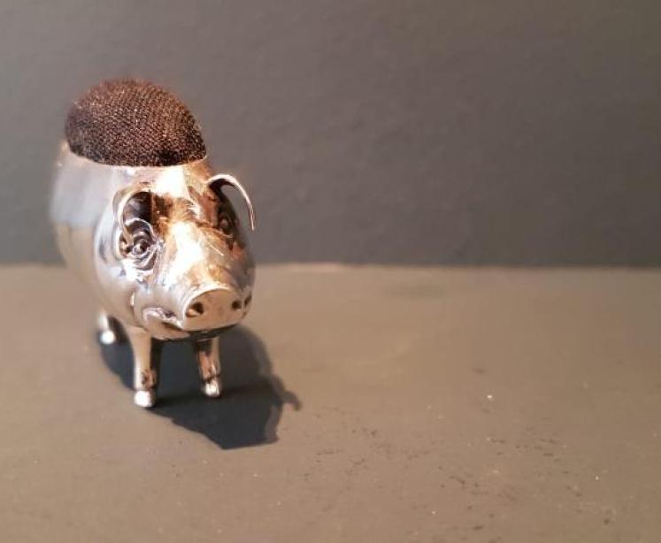 Edwardian Silver Pig Pin Cushion - Image 5