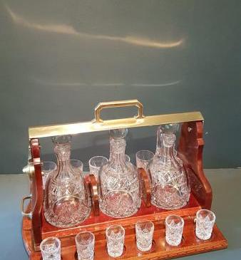 Superb Edwardian Mahogany Tantalus and Glasses Stand