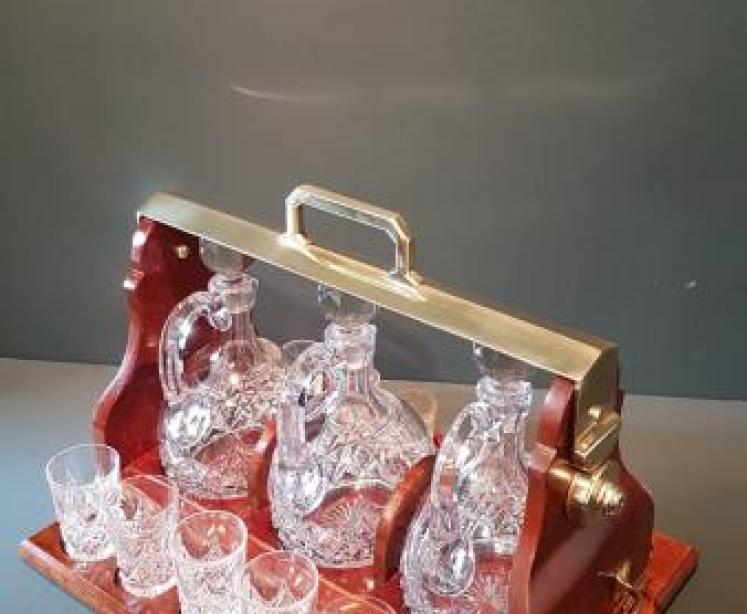 Superb Edwardian Mahogany Tantalus and Glasses Stand - Image 7