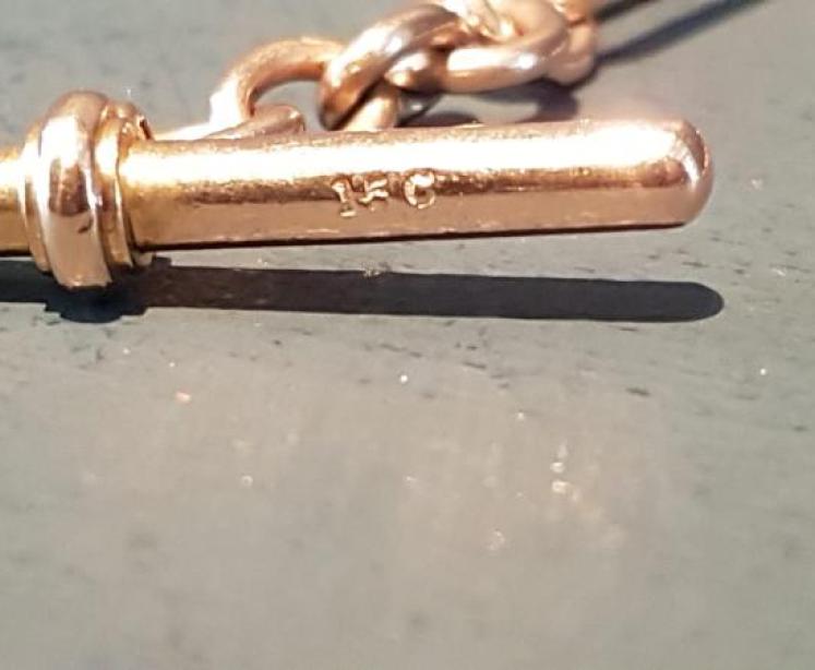 Rare 15ct Gold Victorian Watch Chain and Fob  - Image 3
