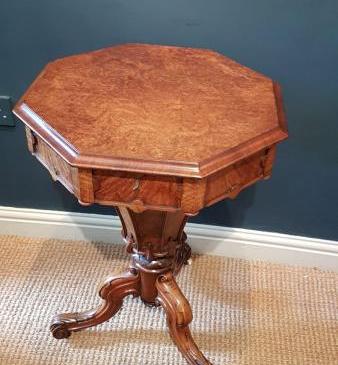 Fine Quality Victorian Burr Walnut Work Table