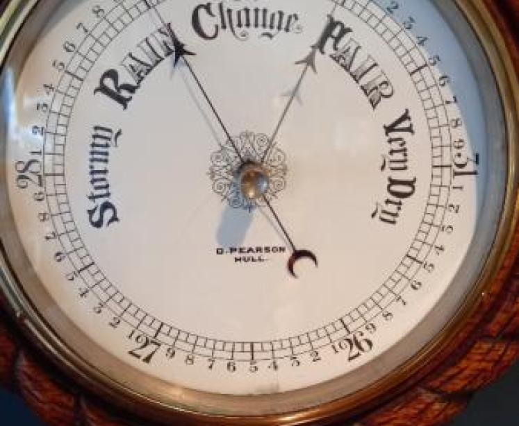 Antique Polished Oak Hull Ship's Barometer - Image 2