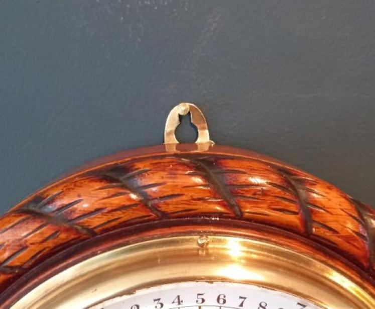 Antique Polished Oak Hull Ship's Barometer - Image 5