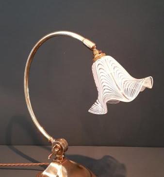 Edwardian Brass Desk Lamp and Shade