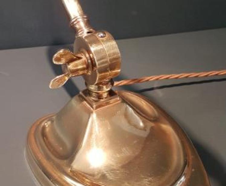 Edwardian Brass Desk Lamp and Shade - Image 4