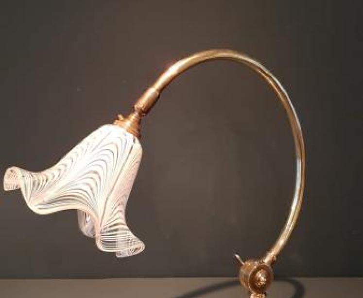 Edwardian Brass Desk Lamp and Shade - Image 5