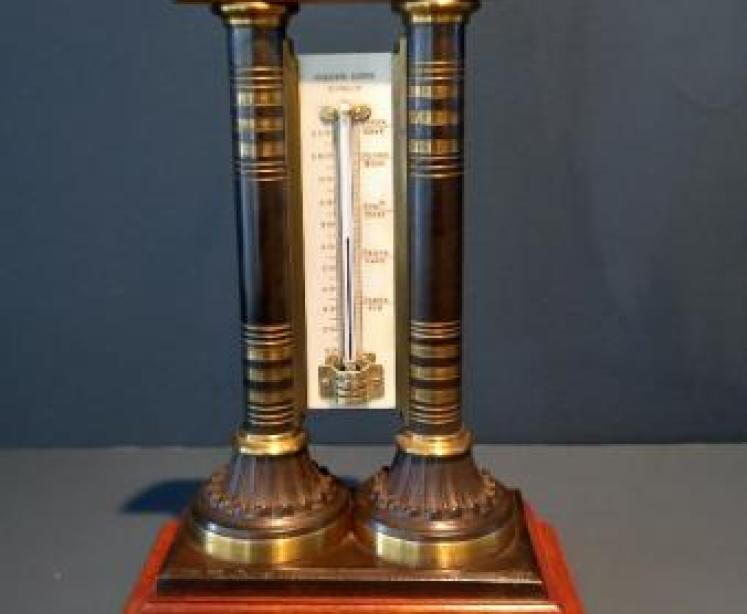 Antique Bronze Table Top Thermometer - Image 1