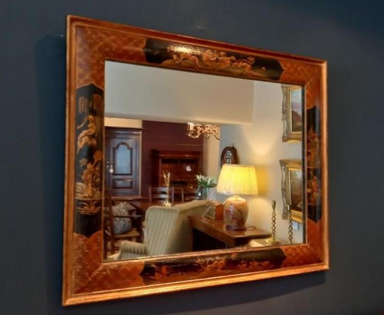 Victorian Chinioserie Cushion Frame Wall Mirror - Image 1
