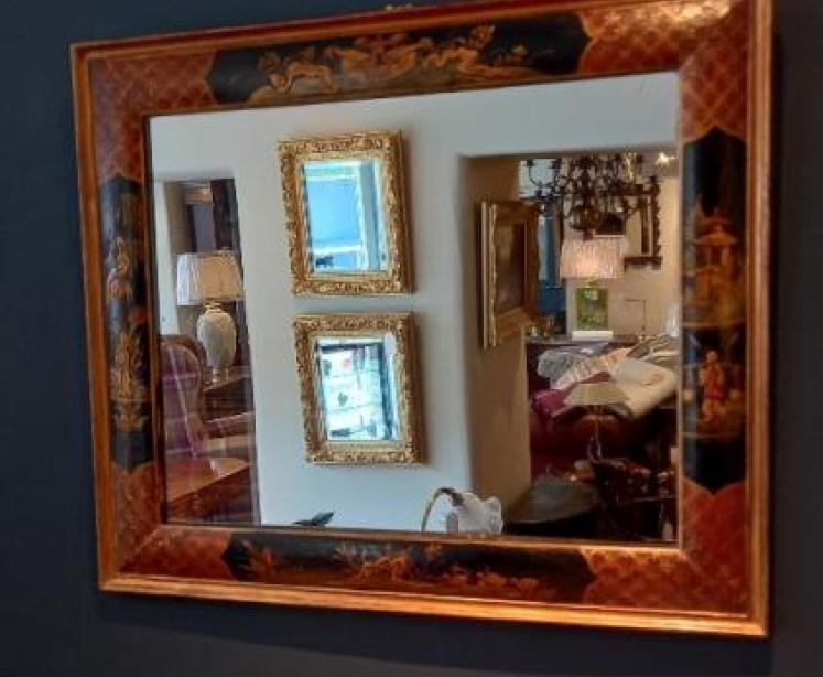 Victorian Chinioserie Cushion Frame Wall Mirror - Image 7