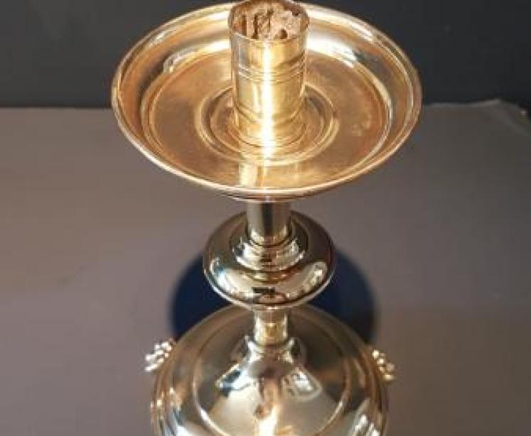 Pair Stylish Victorian Church Candlesticks - Image 2