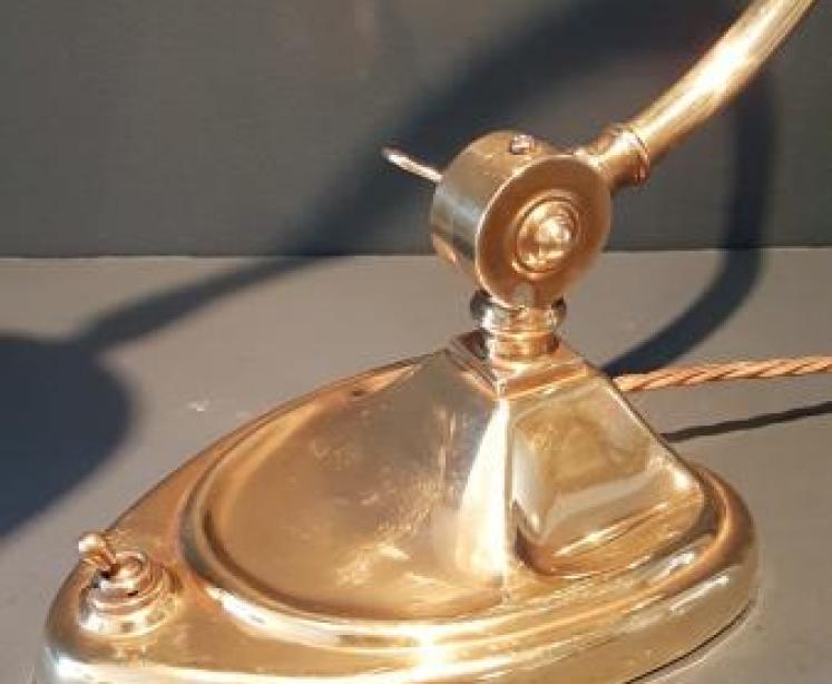 Antique Edwardian Brass Lamp And Shade - Image 6