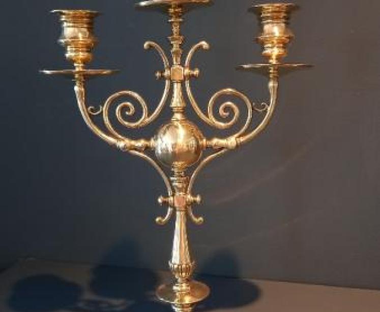 Superb Pair of George III Period Solid Brass Candleabra - Image 2