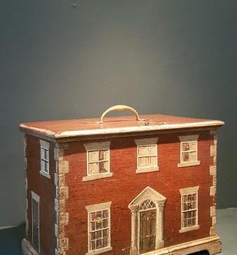 Antique Hand Painted Country House Box