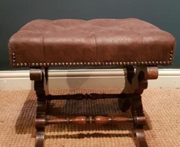 Early Victorian Rosewood X Frame Stool - Image 5