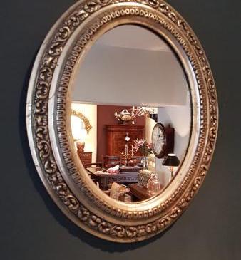 Small Edwardian Silver Gilt Oval Mirror