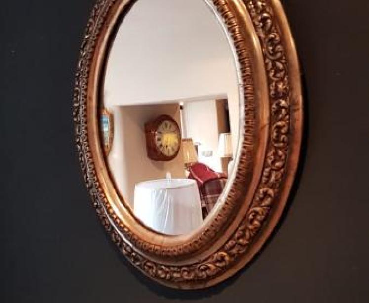 Small Edwardian Silver Gilt Oval Mirror - Image 3