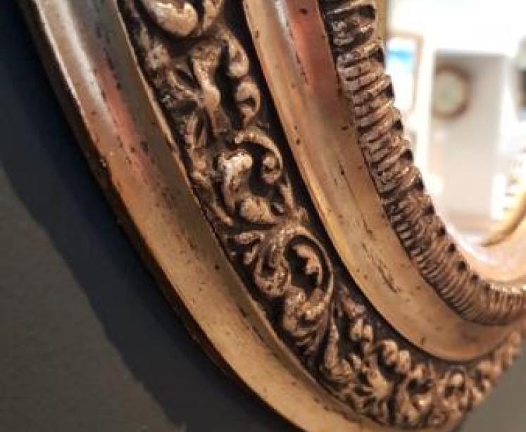 Small Edwardian Silver Gilt Oval Mirror - Image 4