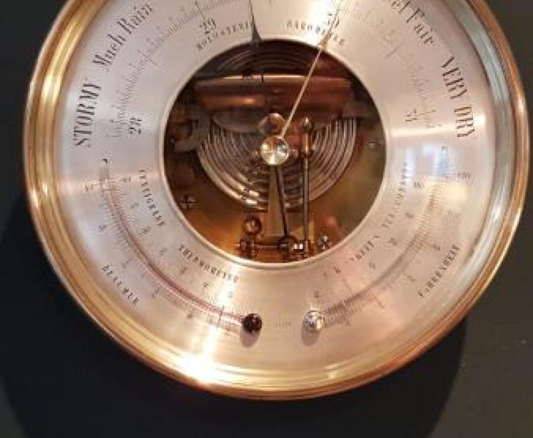 Superb Victorian Brass Cased Marine Barometer - Image 1