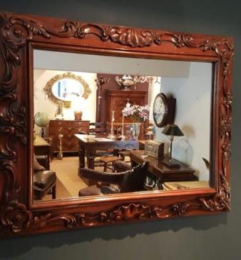 Quality Victorian Carved Walnut Mirror