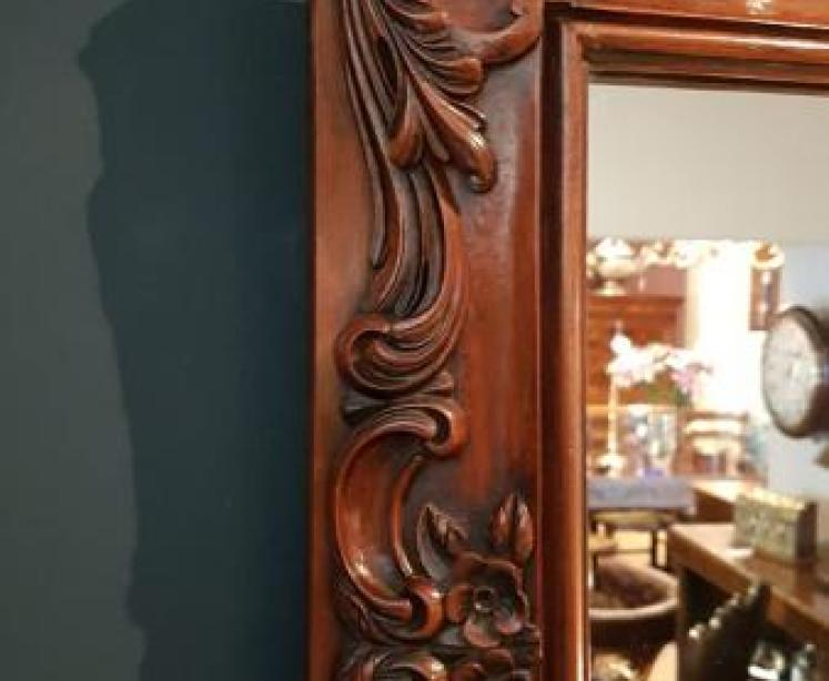 Quality Victorian Carved Walnut Mirror - Image 2