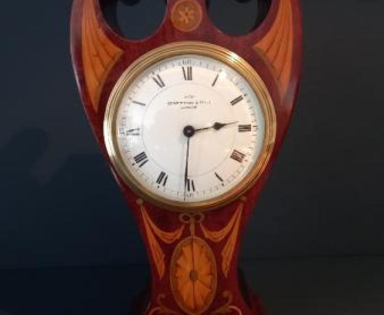 Fine Edwardian Inlaid London Exhibition Mantel Clock - Image 1
