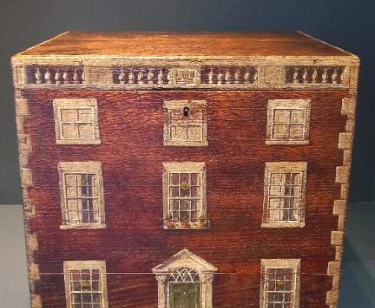 Antique Hand Painted Country House Box - Image 2