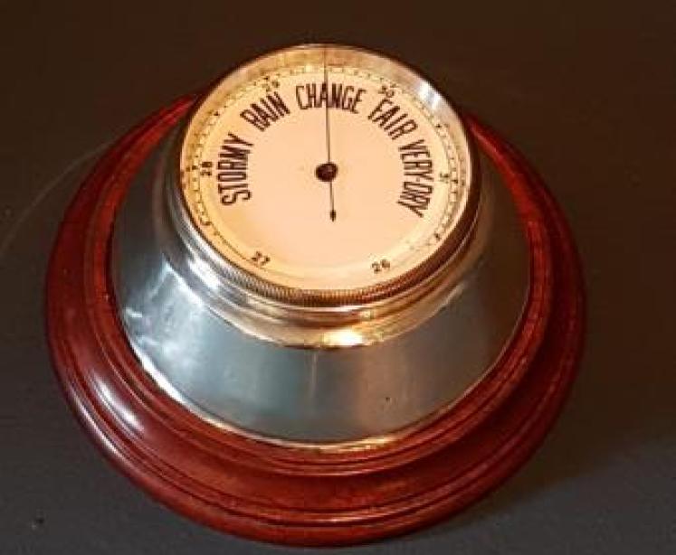 Edwardian Silver Barometer Paperweight - Image 1