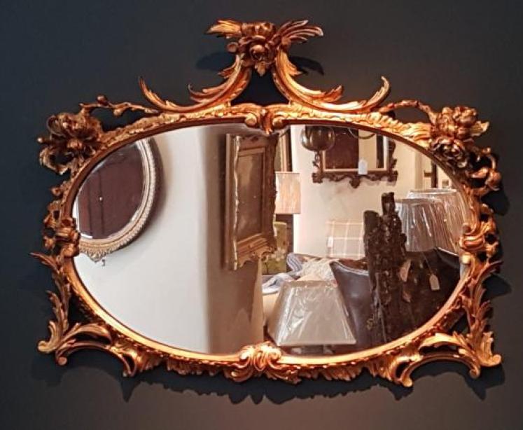 Victorian Timber Gilt Oval Mirror - Image 1