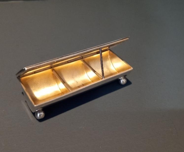 Antique Solid Silver Triple Stamp Box - Image 2