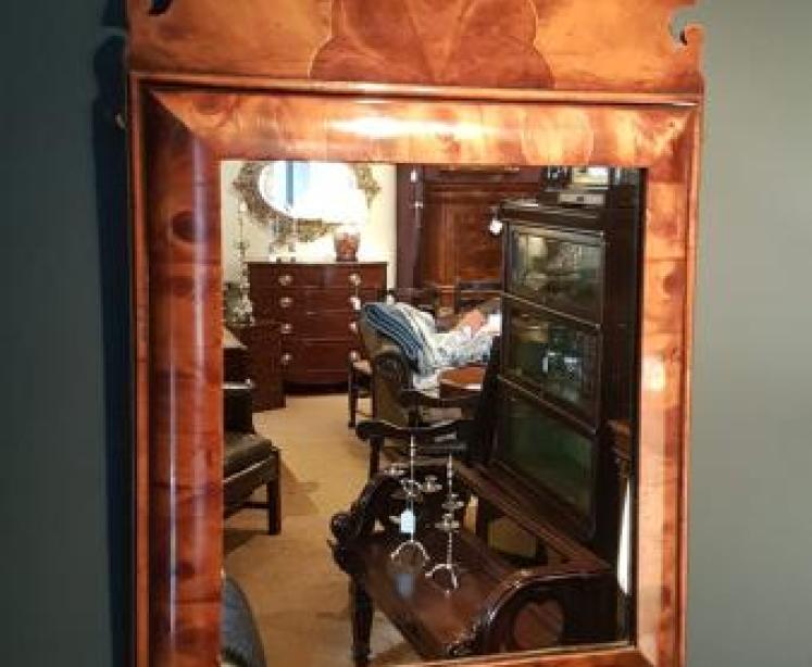 Edwardian Oyster Veneer Cushion Frame Mirror - Image 5