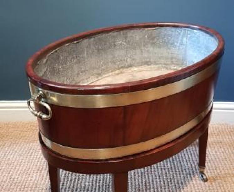 George III Brass Bound Mahogany Wine Cooler - Image 3