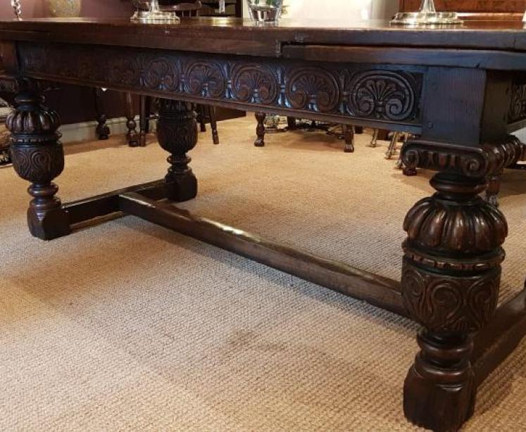 Superb Extending Oak Refectory Table - Image 7