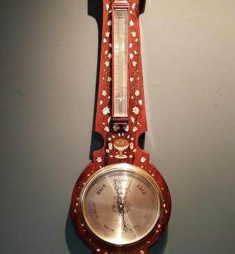 Fine Quality Inlaid Rosewood Banjo Barometer