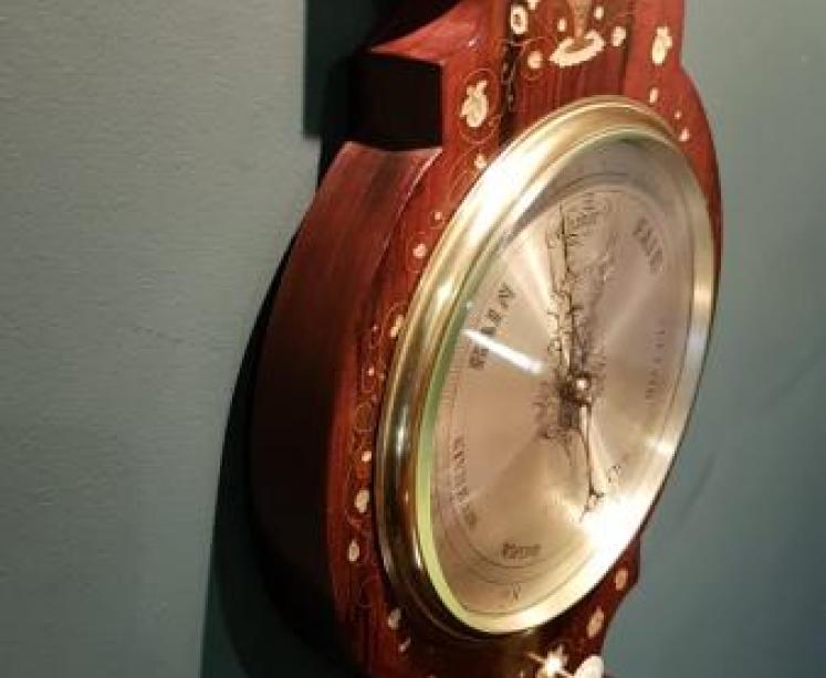 Fine Quality Inlaid Rosewood Banjo Barometer - Image 7