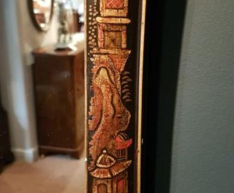 Edwardian Chinoiserie Three Panel Mirror - Image 4
